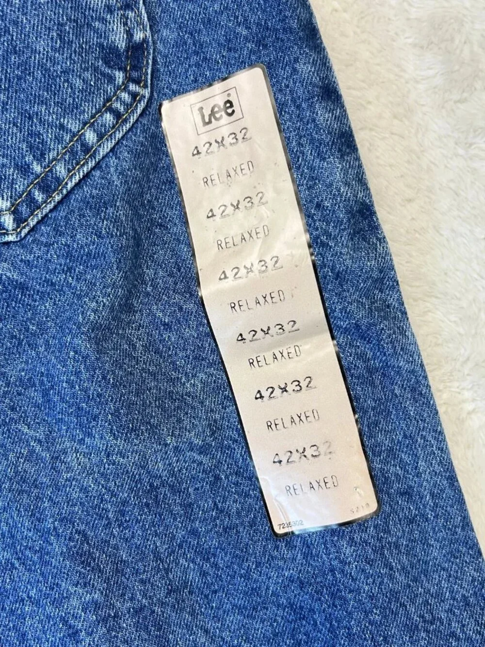 VTG Lee Straight Jeans Mens 42x32 Blue Denim Relaxed Fit Dead Stock Sears